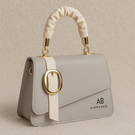 Premium leather women hand bag- White