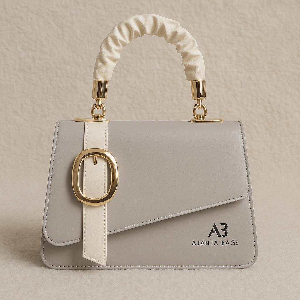 Premium leather women hand bag- White