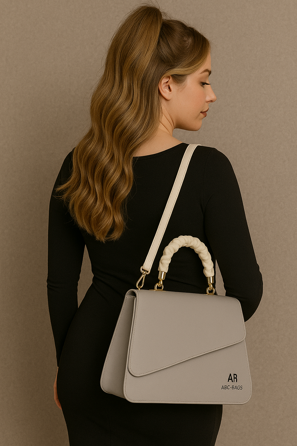 Premium leather women hand bag- White