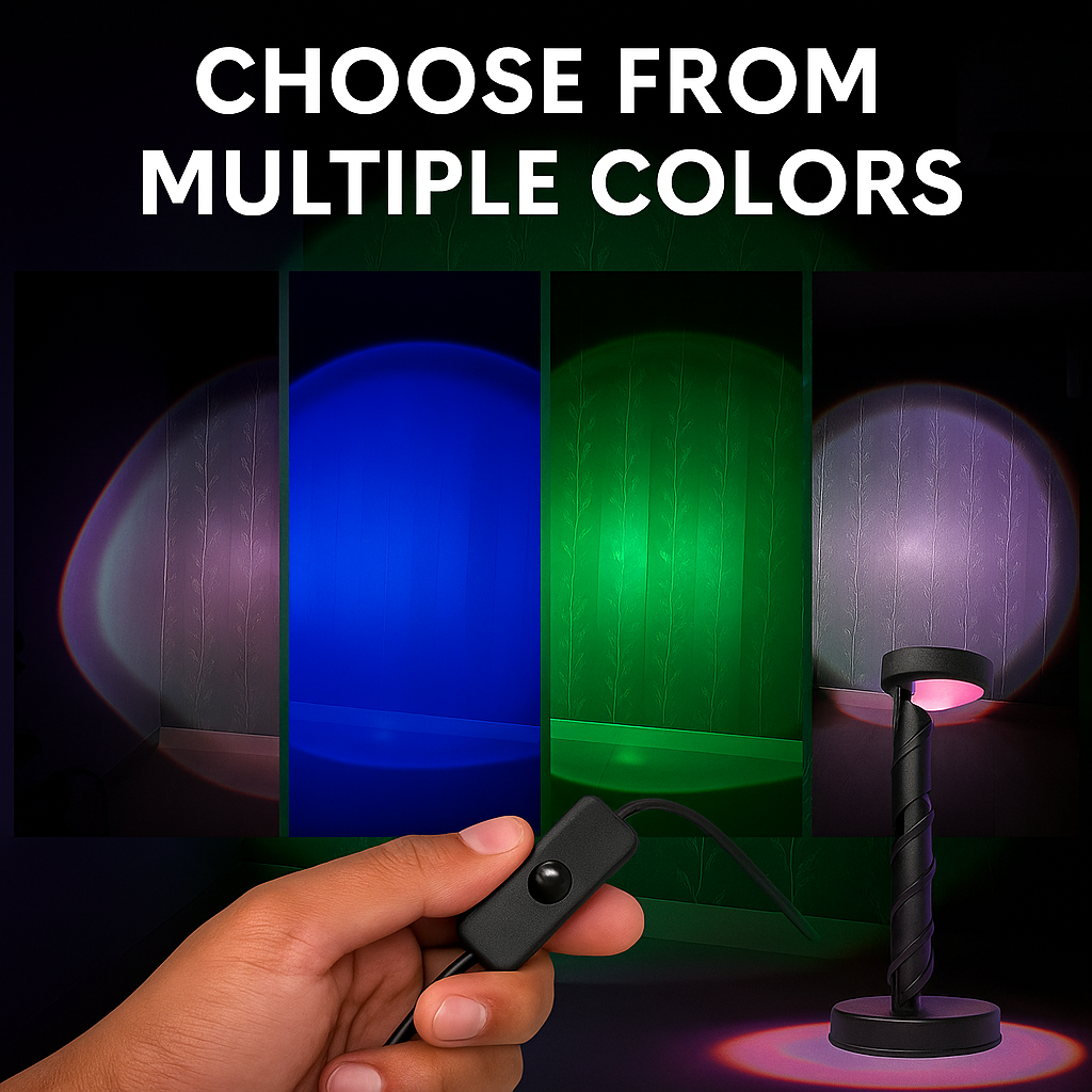 LED Sunset Projection Lamp with Remote – 16 Color Night Light for Room