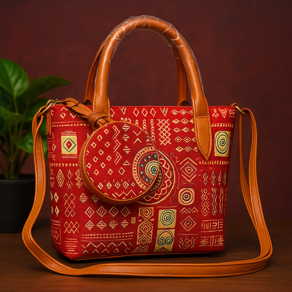Vibrant ethnic premium leather bag for women