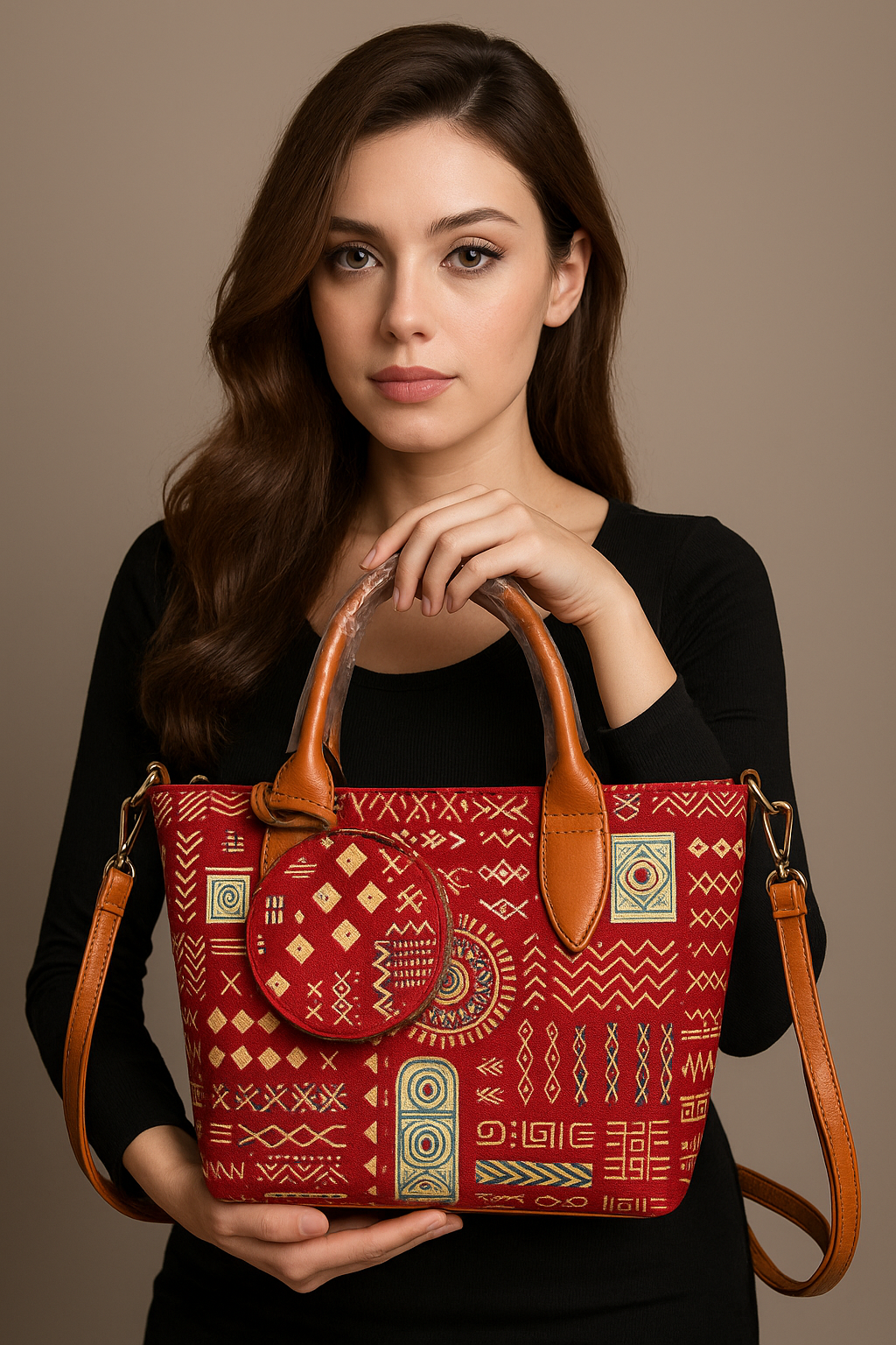 Vibrant ethnic premium leather bag for women